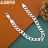 925 Sterling Silber 8mm Glatte Flachseiten-Kettenarmband - Modischer Geschenk-Schmuck