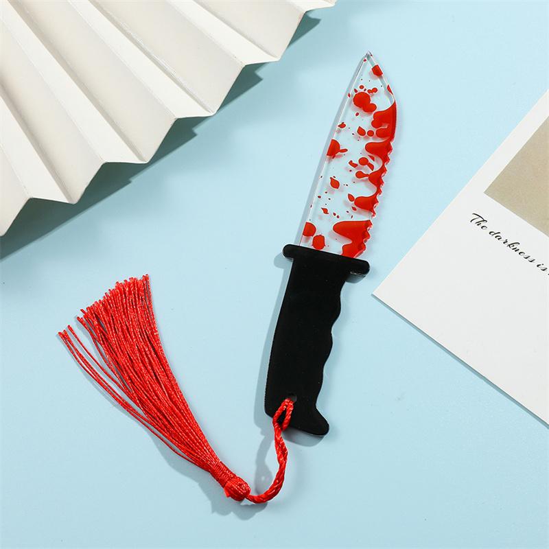 1Pcs Creative Horror Themed Series Clear Acrylic Tassel Bookmark Gifts