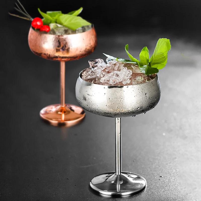 304 Stainless Steel Stemmed Cocktail & Wine Glass – Martini, Champagne, Bar Cup