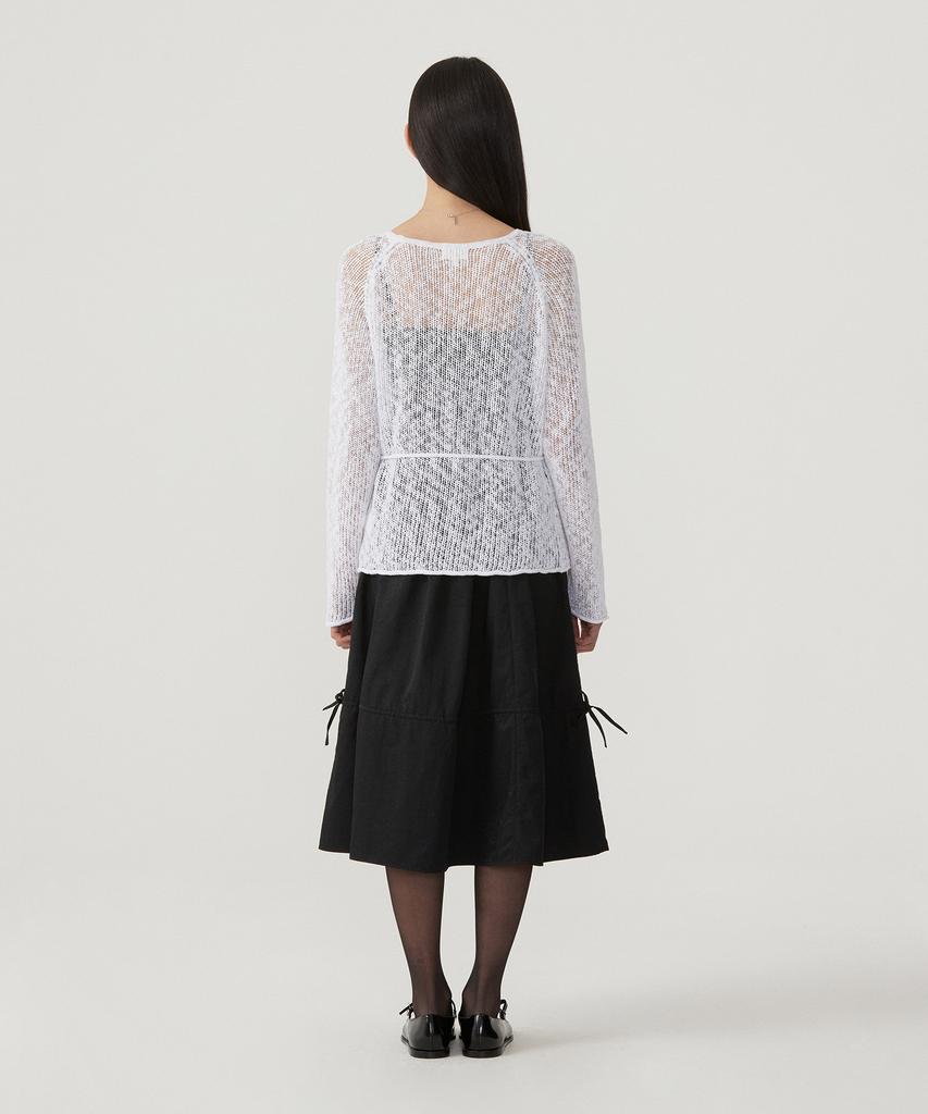 COVERNAT WOMAN Crochet Round Neck Knit White