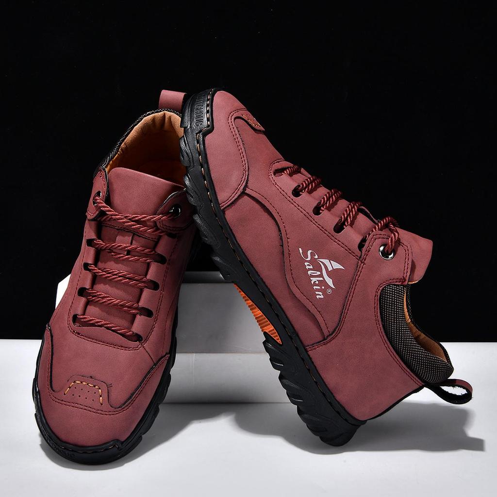 Hand-stitching Leather Men Boots Split Leather Shoes Men Ankle Boots For Men Casual Shoes Large Size Tooling Shoes