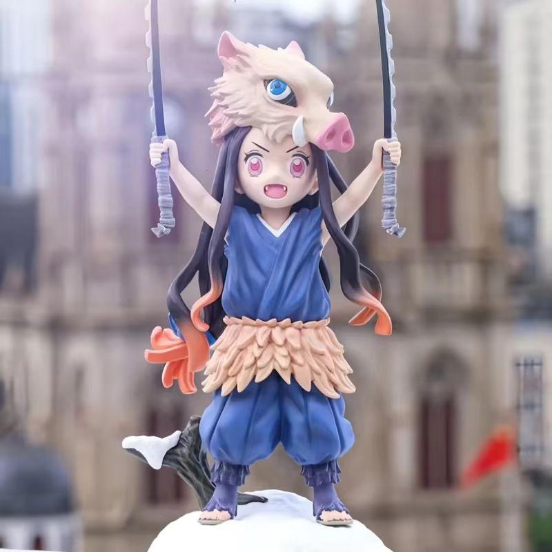 19cm Anime Demon Slayer Figure Kamado Nezuko Midouzi Cos Lnosuke Kimetsu Figurine PVC Decoration Statue Model Toys Gift