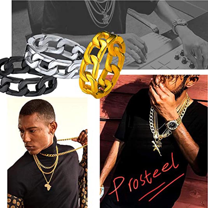 Starry Night Titanium Steel Chain Ring: Trendy Minimalist Hip Hop Style Jewelry