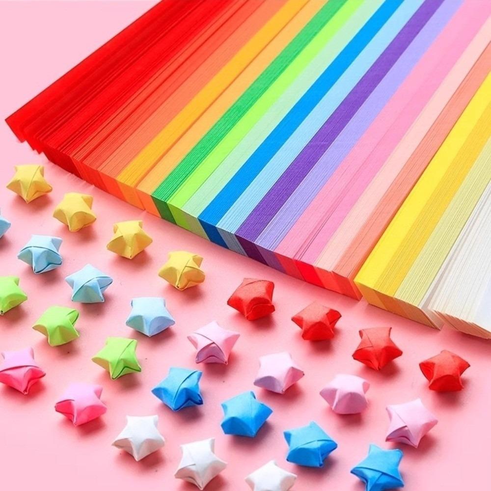 DIY Five Pointed Star Wishing Bottle Kawaii Decorative Origami Stars Paper Strips House Decoracion Rainbow Color