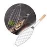 Barbecue Mesh Fish Meat Grill Wooden Handle Stainless Steel Grill Fish Basket BBQ Net Folding Portable Grilled Fish Clip