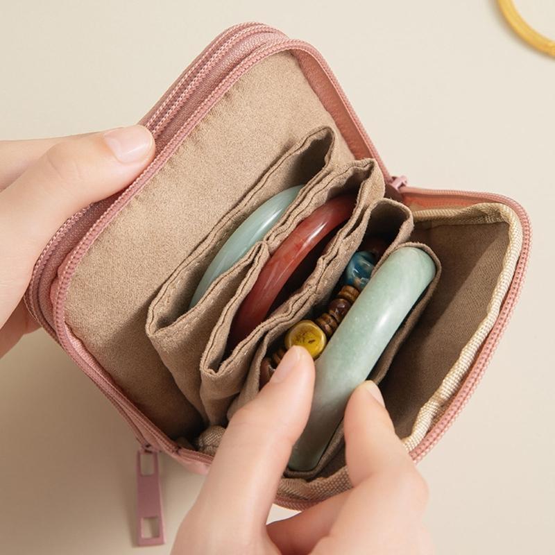 Estojo de Joias de Viagem Múltiplas Seções Impermeável Revestimento Macio Bolsa para Armazenamento de Brincos
