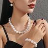 Irregular Special-Shaped Pearl Necklace, Bracelet, Earrings, Set, Fashion Light Luxury Lock And Accessories.