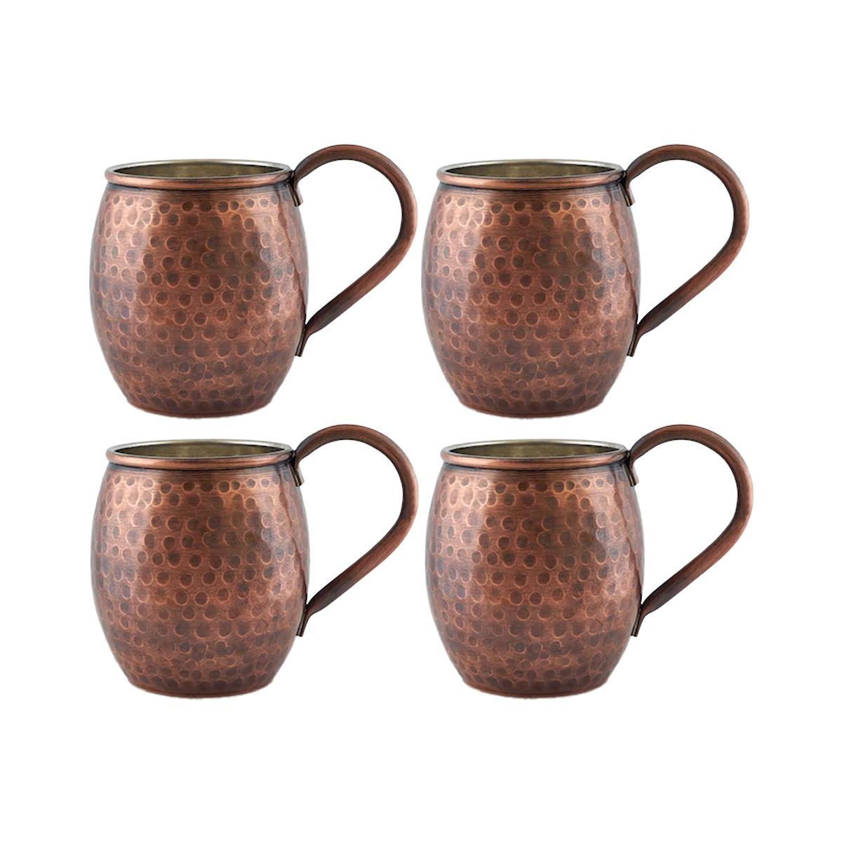 

Turna Медная чашка Moscow Mule ручной ковки 500 мл Набор из 4 оксидов Turna0497-43