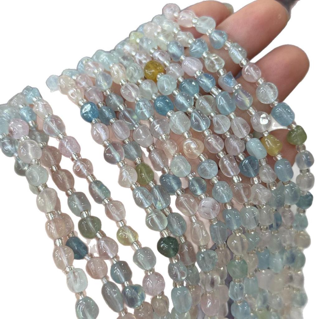 6mm Natural Morganite Jelly Bean Beads for DIY Necklaces & Bracelets - 38cm Strand
