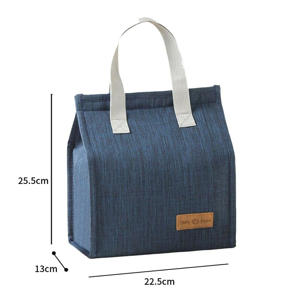 Solid Color Thermal Breakfast Organizer Tote Canvas Lunch Bag Food Hand Bags Waterproof Lunch Bag