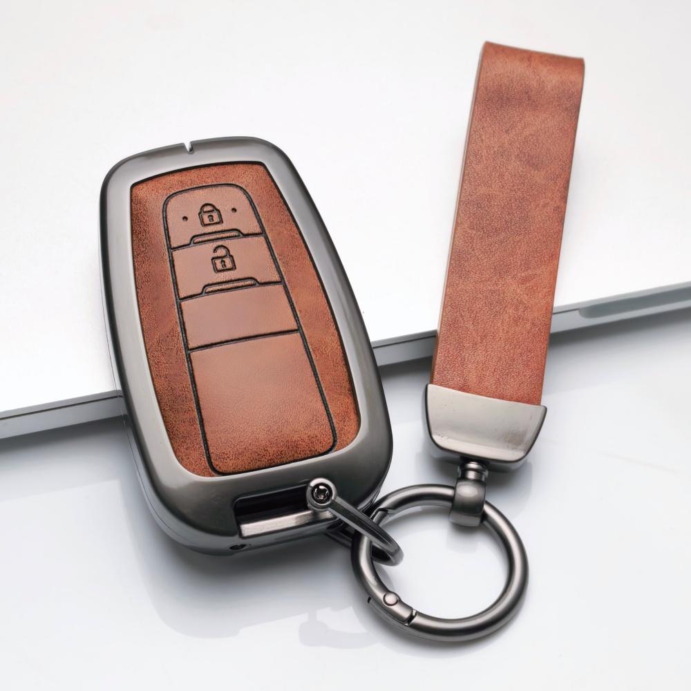 Zinc Alloy Leather Remote Car Key Case Cover For Toyota Chr Camry Corolla Rav4 Highlander C-Hr Prius Land Cruiser Prado Shell