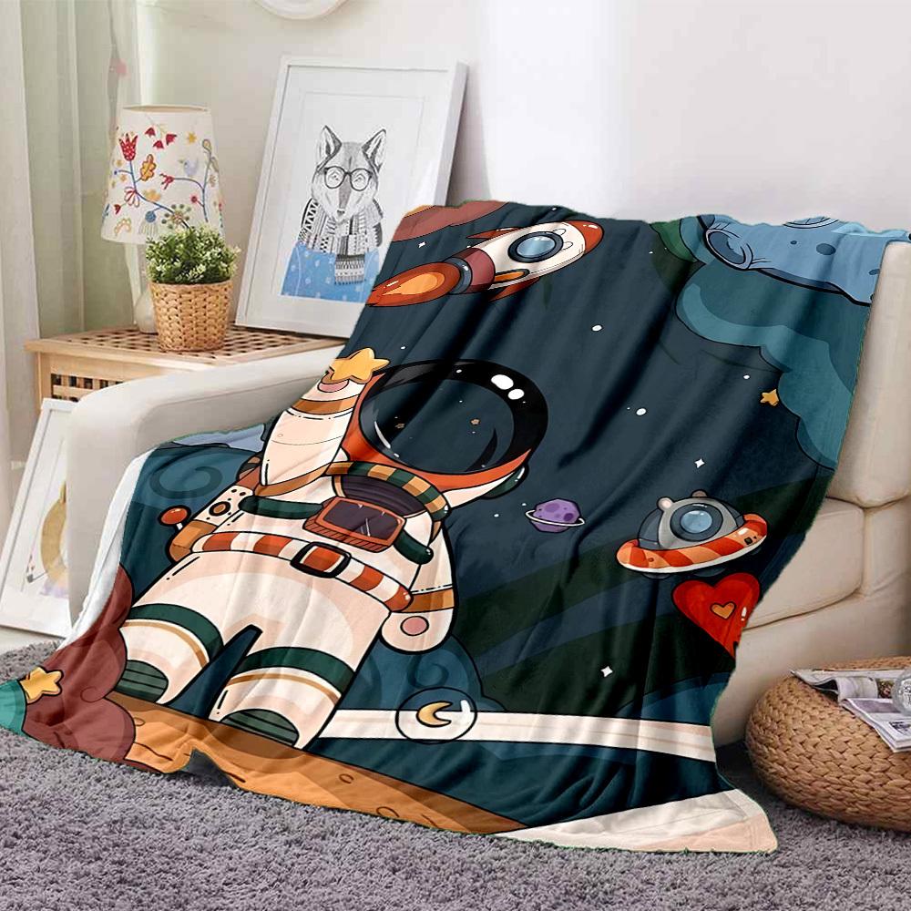 1pc Astronaut Space Lightweight Flannel Blanket, Comfortable and Warm Blanket, for Office and Camping Sofa Bed, Livingroom022