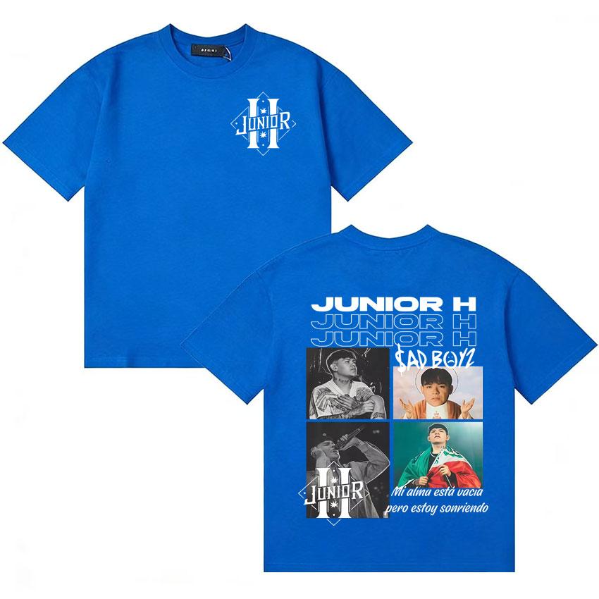 Rapper Junior H Album Cover High Quality T Shirt Unisex Women Aesthetic Short Sleeve Double Sided Print Y2K Oversized Tee Teenagers