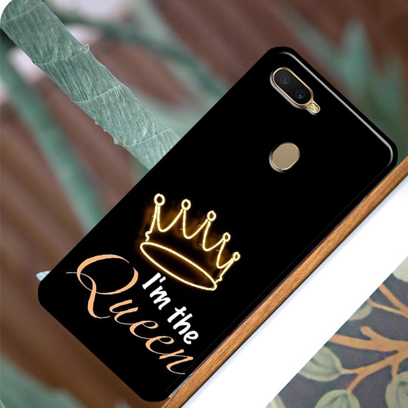 Cute King Queen Crown Case For OPPO A83 A91 A93 A1K A15 A3S A54 A74 A94 A5 A9 A31 A53 A52 A72 A53S Back Cover