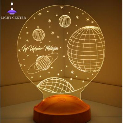 3D Anpassbare/ Weltraum-Themen Nachtlampen Kinder Coole Schlafzimmerleuchten Raumlampe für Schlafzimmer Geschenkbox Schreibtischlampe
