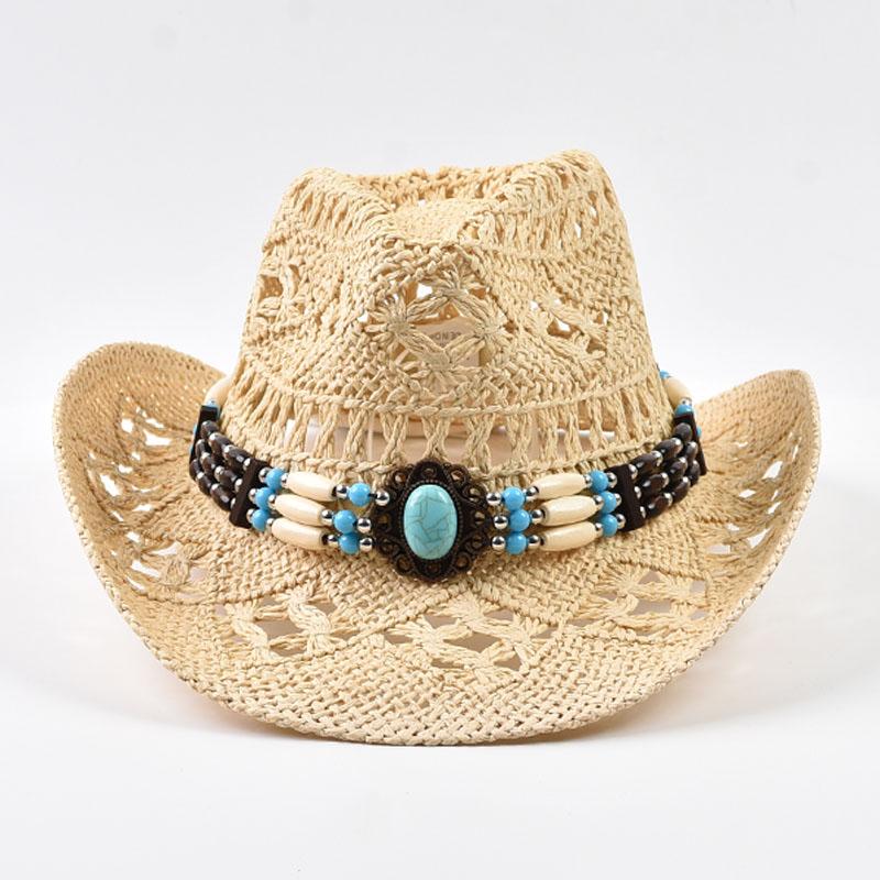 Boho Hollow Out Straw Sun Hat Summer Outdoor Vacation  Western Cowgirl Beach Hat