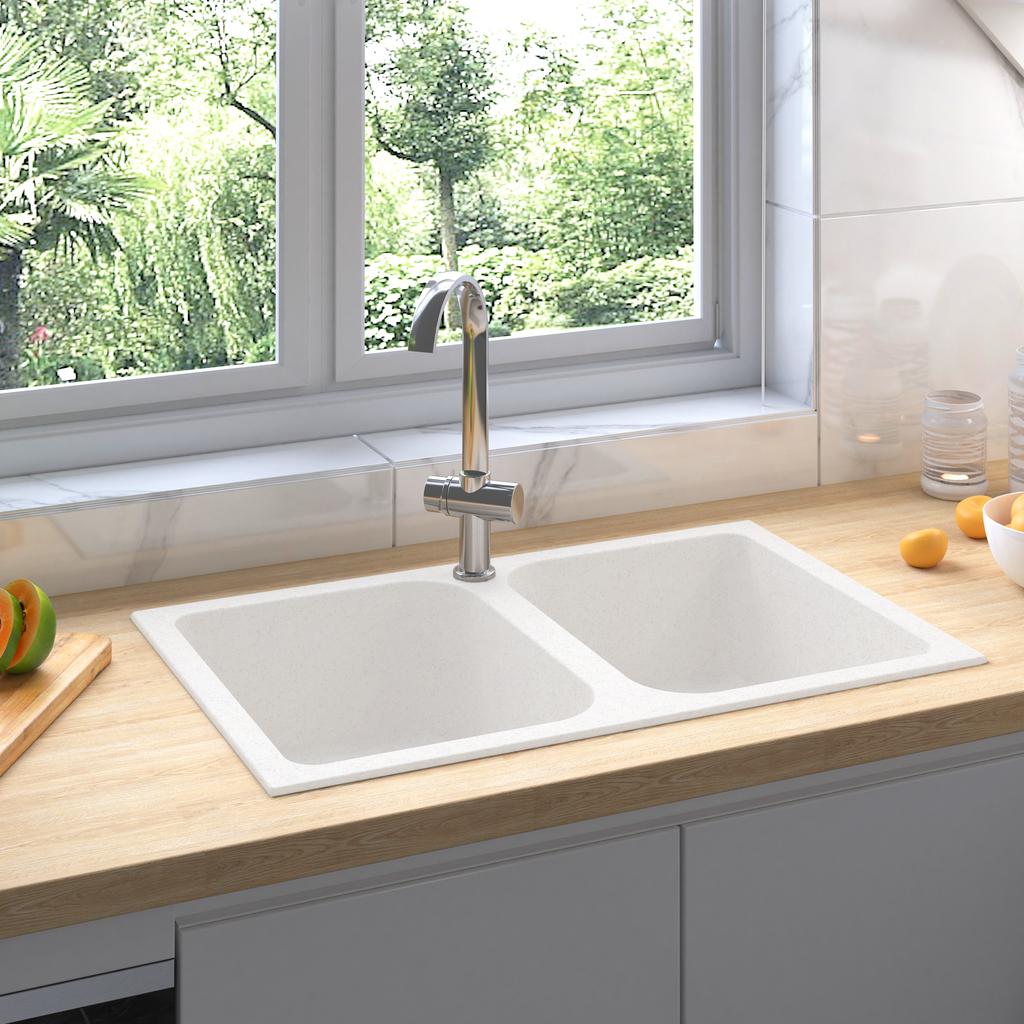 Kitchen Sink White 76 x 48 x 30 cm Quartz and Resin