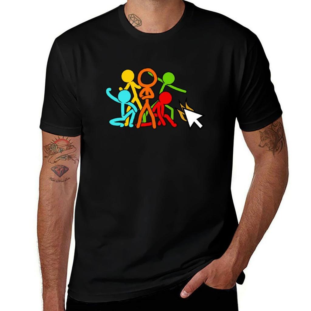 Five Stick Figures Alan Becker Gaming T-Shirt Casual All Match Short Sleeve T-Shirt