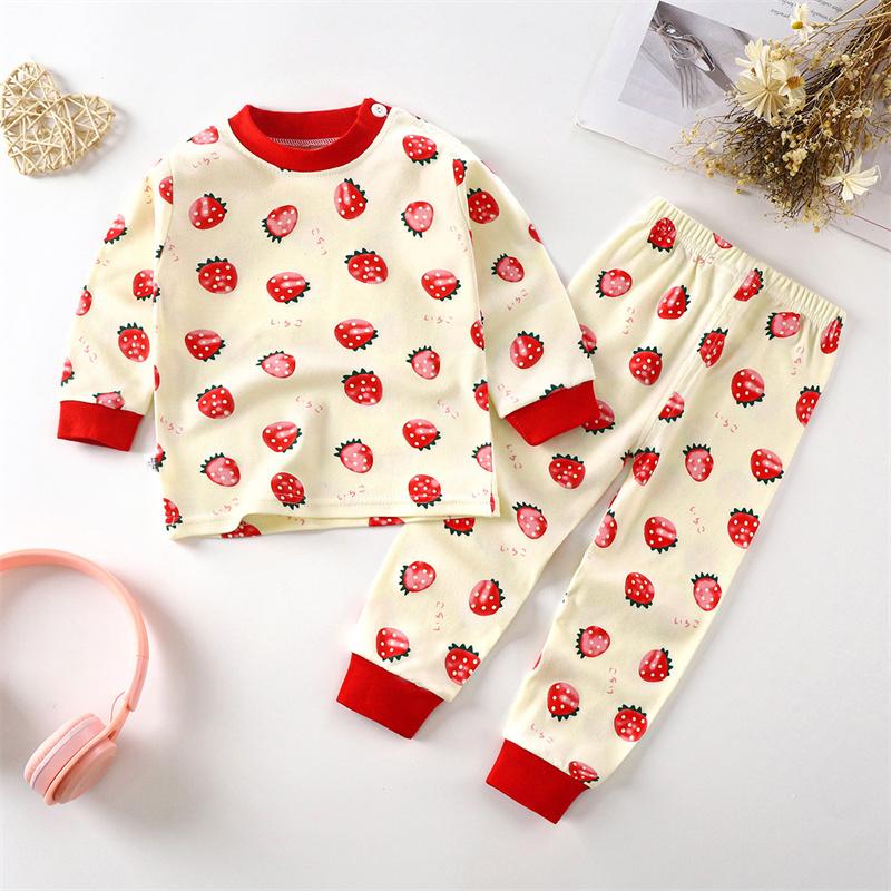 2026 Summer Children Full Sleeve Underwear Suits Baby Spring O-Neck Cartoon Cotton Pajama Set Long Pant Kids Home Wear Clothing Suit for Girl Boy