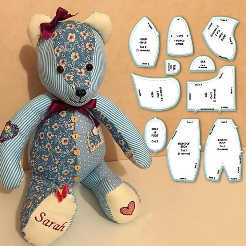 Acrylic Memory Bear Template Ruler Tool Practical Transparent Sewing Pattern Templates for Cutting Fabric Clothes Sewing