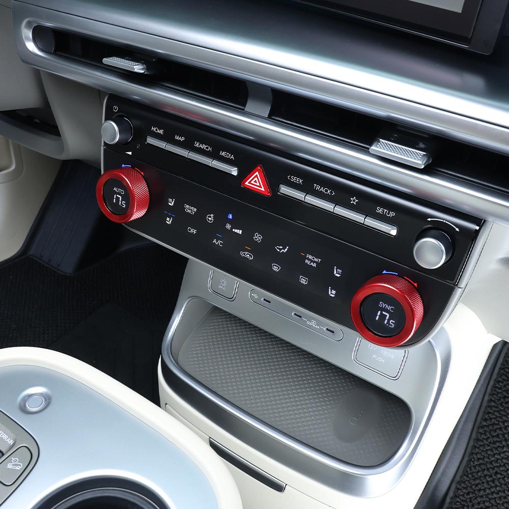 Car Interior Fittings Air Conditioner Knob Cover Audio Rotation Cover Trim Aluminum Alloy Material For Hyundai IONIQ 9 LHD/RHD