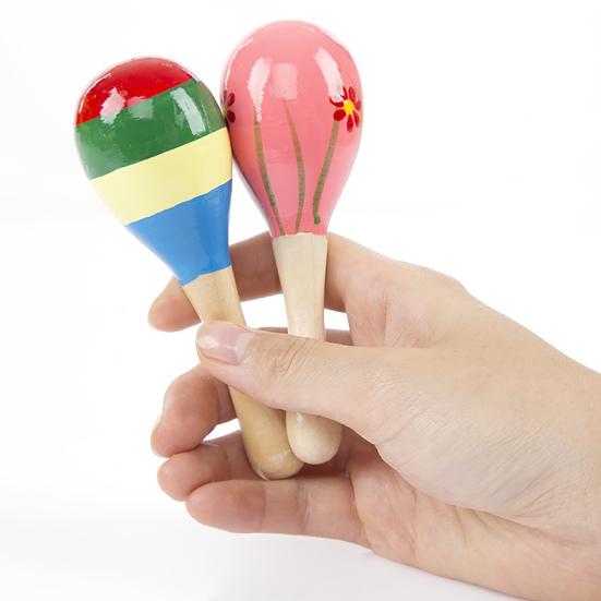 Wooden Maracas Multiple Colour Auditory Training Educational Toy Baby Sand Hammer Instrument Toy for Boys Girls