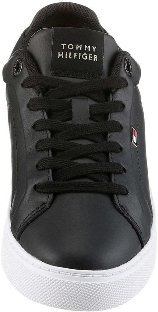 Tommy Hilfiger Court Sneaker Icon Flag Sneakers In Black Leather