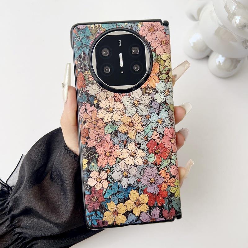 

Ретро Фиолетовый Кожаный Чехол-книжка с Цветочным Принтом для Huawei Mate X6/X5 со Складным Экраном Huawei Mate X3