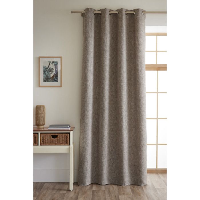 Lot de 2 rideaux + 8 œillets 140 x 240 cm fils teints jacquard "Atlas" Le fil d'Ariane