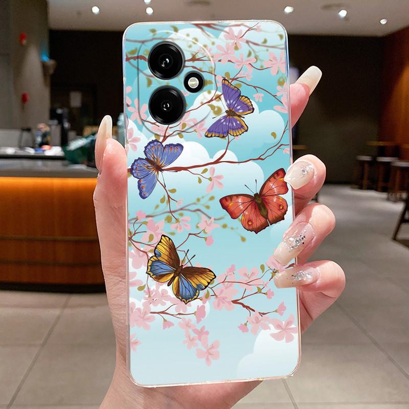 For Honor 400 5G Global Case DNY-NX9 Clear Soft TPU Silicone Butterfly Flower Cover For Huawei Honor400 Pro 5G Phone Shell Funda