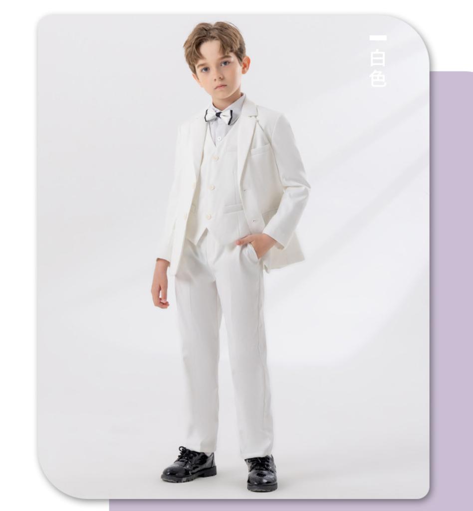 Children's 5-piece Suit Fashion Dress Set Shirt + Jacket + Vest + Trousers + Bow Tie