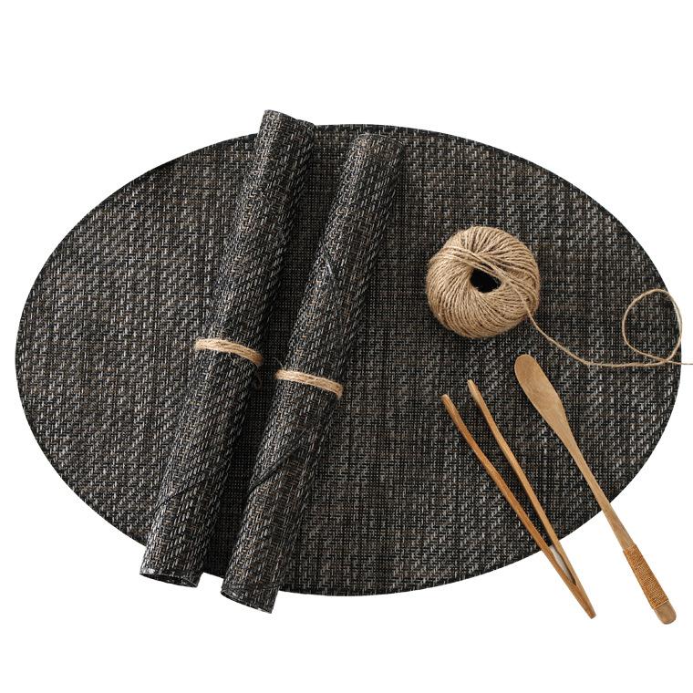Coffee Table Mat, Table Mat, Japanese-style PVC Simple Oval Dining Table Mat, Tablecloth, Table Cloth, Table Mat, Thermal Insulation Striped Table Top