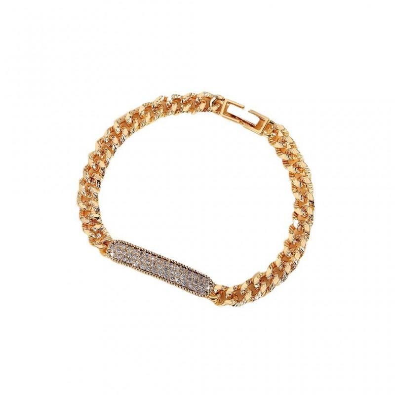 Miami Cuban Link Bracelet Women Zircon-Embellished Fashion Jewelry Copper Wristband