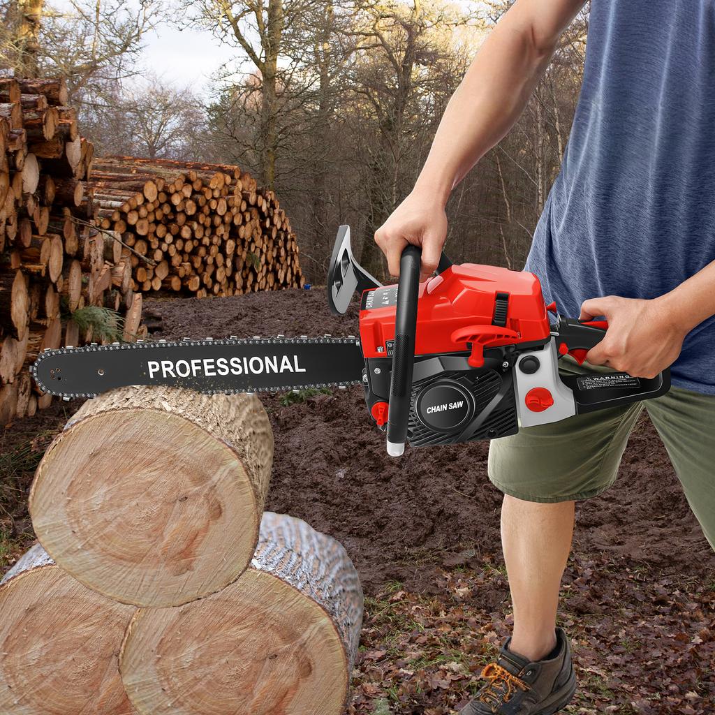 20 Inch Handheld Gasoline Chainsaw, Pp Material Shell Gasoline Chainsaw Suitable for Gardens, Farms, And Ranches