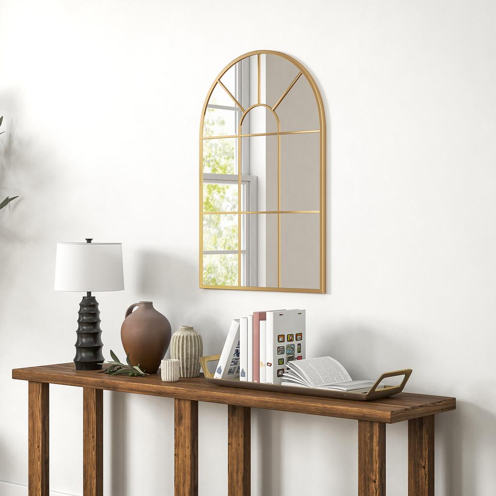 Καθρέφτης με Καμάρα και Πλέγμα 90 X 61cm - Χρυσή Απόχρωση
