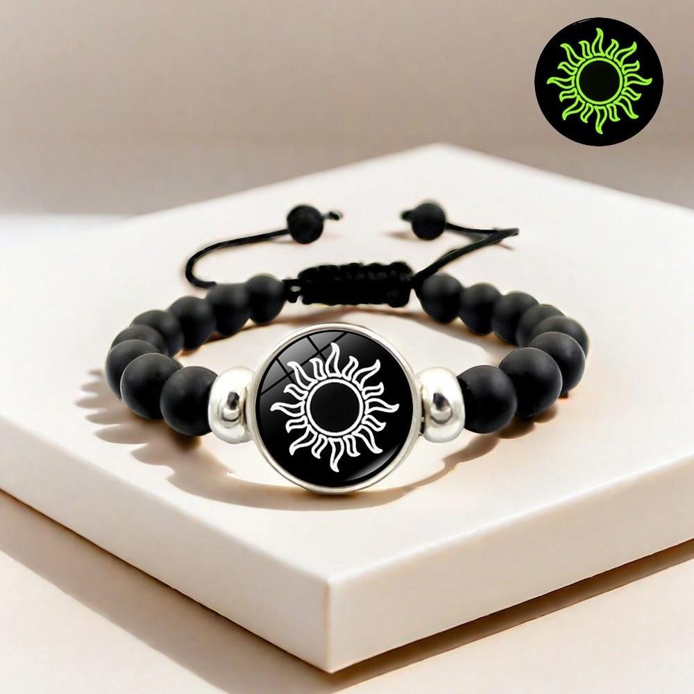 Luminous Couple Bracelets Sun Moon Hand Chain Retro Beading Bracelet  Couple Jewelry Gift