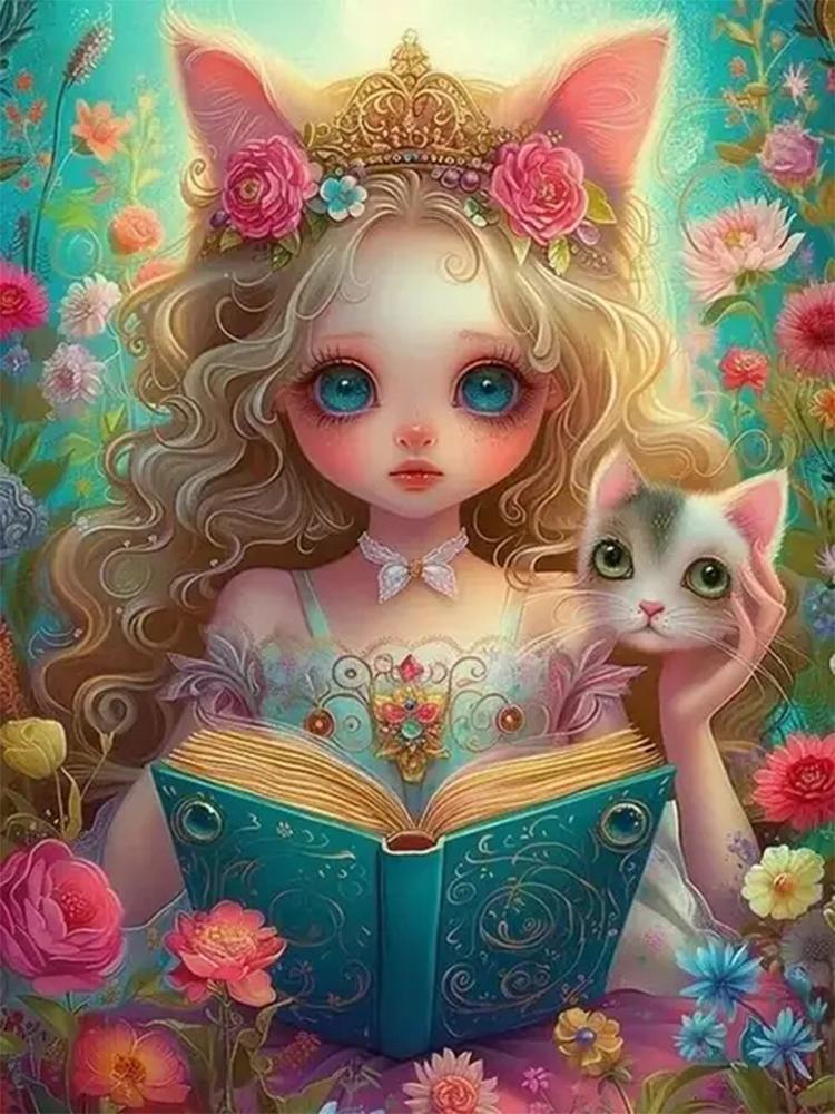 Diy 5D Diamond Painting Cartoon Princess Cat Mosaic Art Embroidery Girl Picture  Embroidered Wall Decoration Children's Gift