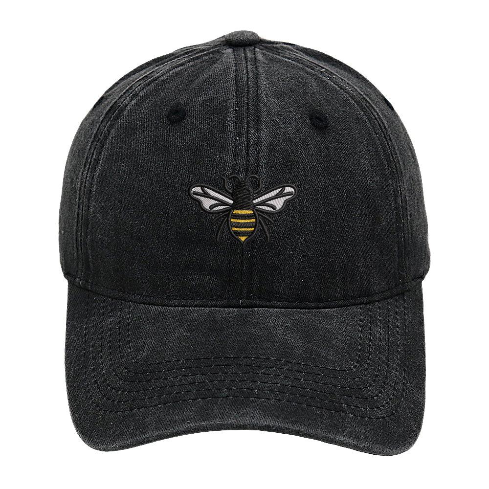 Bee baseball cap cartoon cute embroidery cap European and American retro washed old men's and women's casual hat