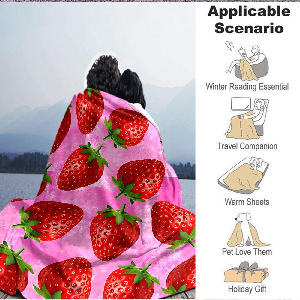1pc Strawberry Pattern Blanket Warm, Cozy, And Soft, Suitable for Sofas, Beds, Cars, And Office Use.Perfect for Camping And Travel, Making It a Great