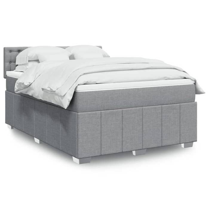 VidaXL Slat Bed Base with Mattress Light Grey 160x200cm Fabric 3287133