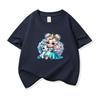 Kids Cotton T Shirt Princess Girl With Blue Unicorn Print Crew Neck Short Sleeve Tee Casual Boys Girls Summer Tops