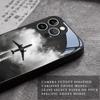 Minimalist Air Travel Print Tempered Glass Phone Case For iPhone 17 16 15 14 13 12 11 Pro Max 17 Air 7 8 Plus XS X XR Cover