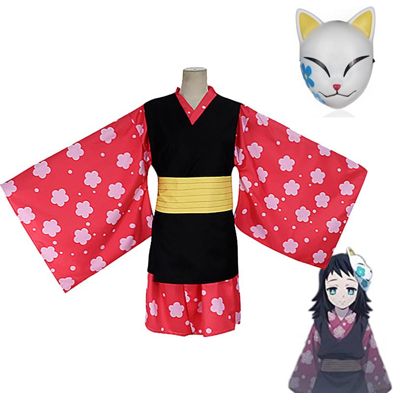 Kimetsu Slayer Demon No Yaiba Makomo Cosplay Kostyme Kvinner Kimono Drakt Kåper