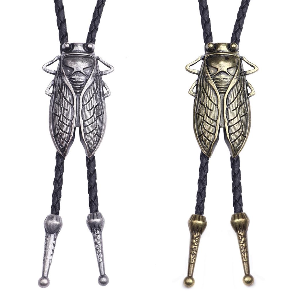 Bolo Tie for Men Western Cowboy Style Necktie with Carved Cicada Buckle Decorations Costume Accessories