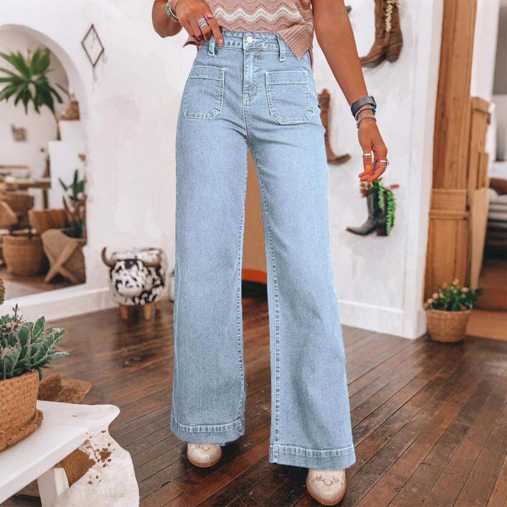 Ladies' Retro Straight Leg High Waisted Jeans