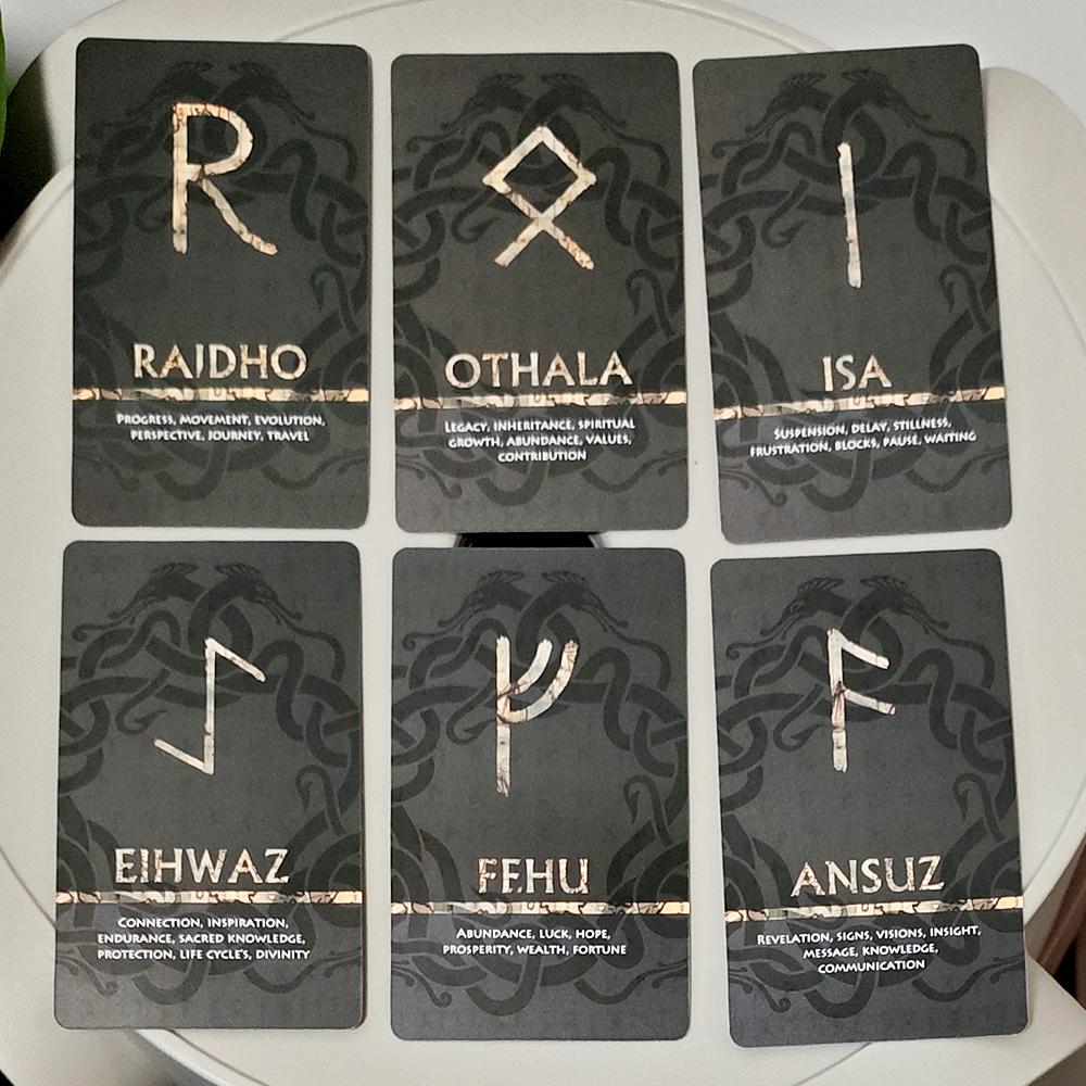 10.3*6cm Elder Futhark Rune Cards with Meanings –25 Pcs Norse Mythology Oracle Cards for Fortune Telling & Meditation