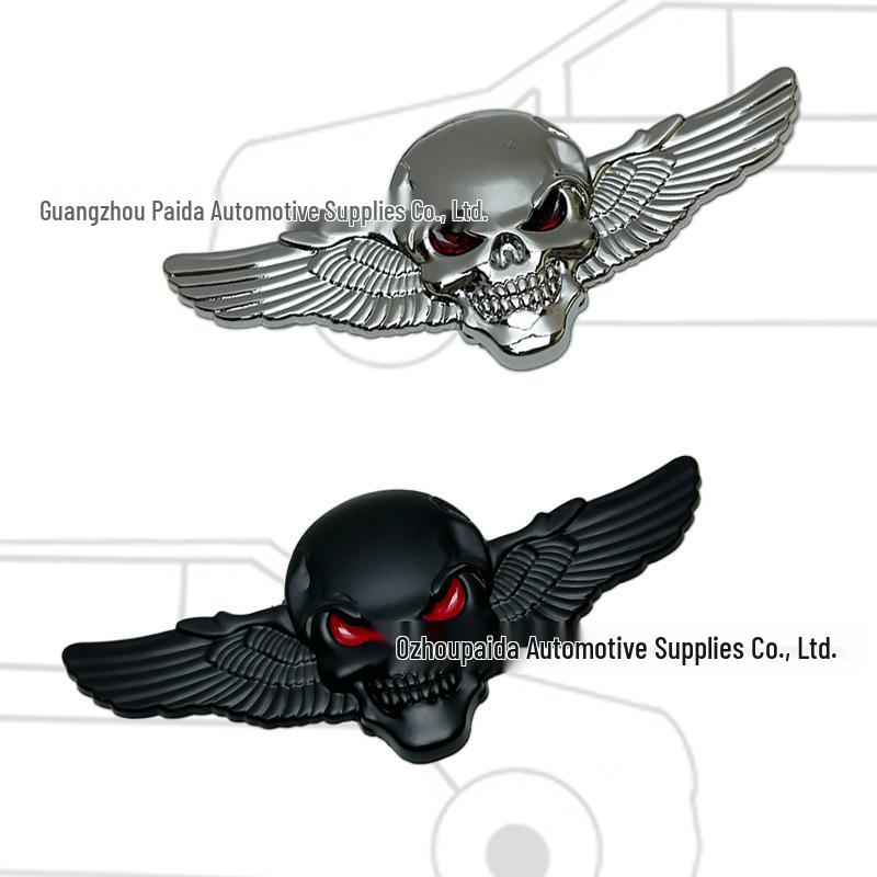 Oni Head Wings Skull Car Tail & Side Decal - Angel Wings Body Sticker