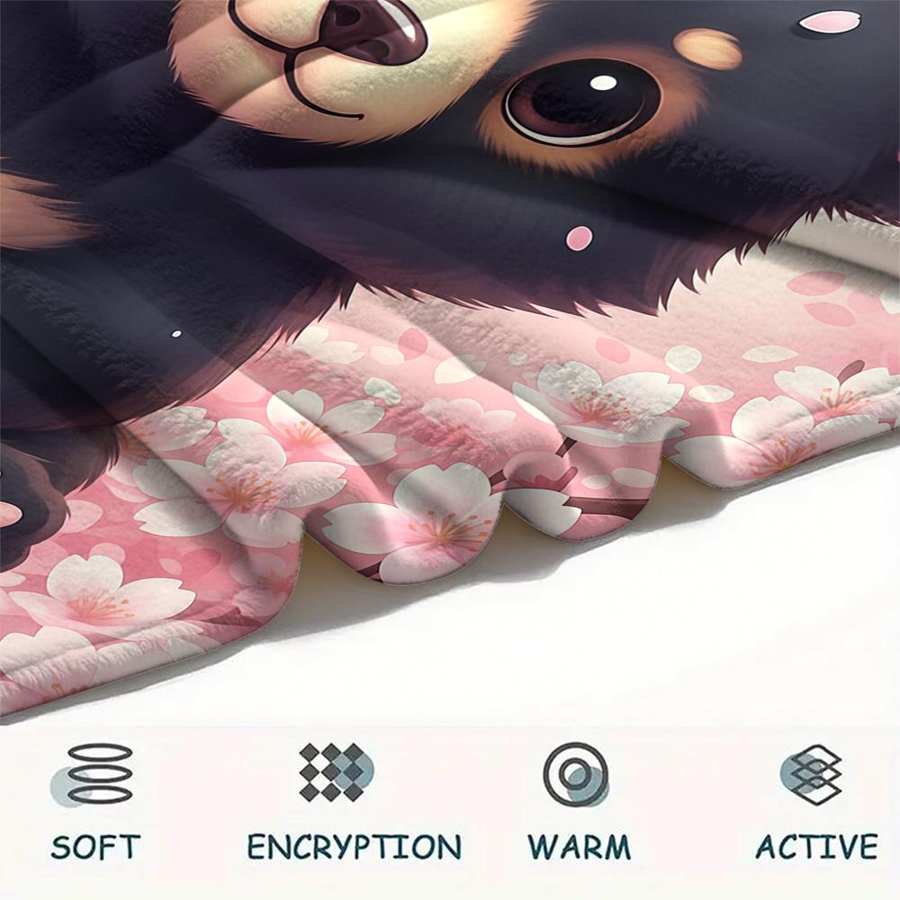 1Pc Cartoon Print Flannel Blanket, High Quality Comfortable for All Seasons, Home Decor, Warmth and Comfort, Perfect for Christmas Birthday Gift