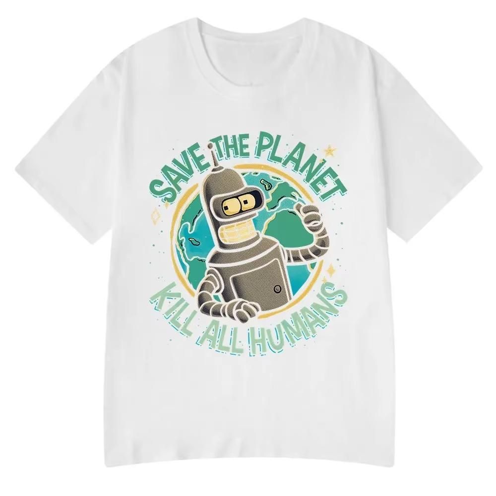 Divertente Salva il Pianeta Uccidi Tutti gli Umani Stampa Grafica Robot T-shirt Moda Donna Estate Manica Corta Maglietta Abbigliamento