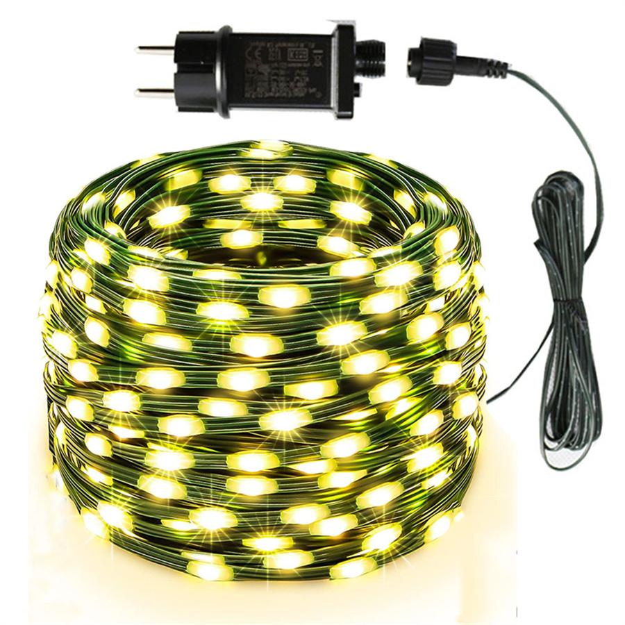 100/500/800 LED Plug In Rope Tube String Lights Outdoor PVC Christmas Rope Fairy Light Green Copper Wire Christmas Garland Light